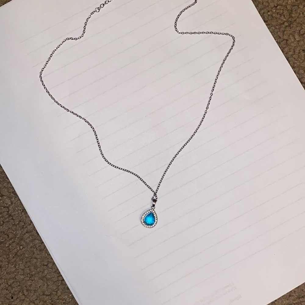 Kay Jewelers Silver and Blue Teardrop Necklace